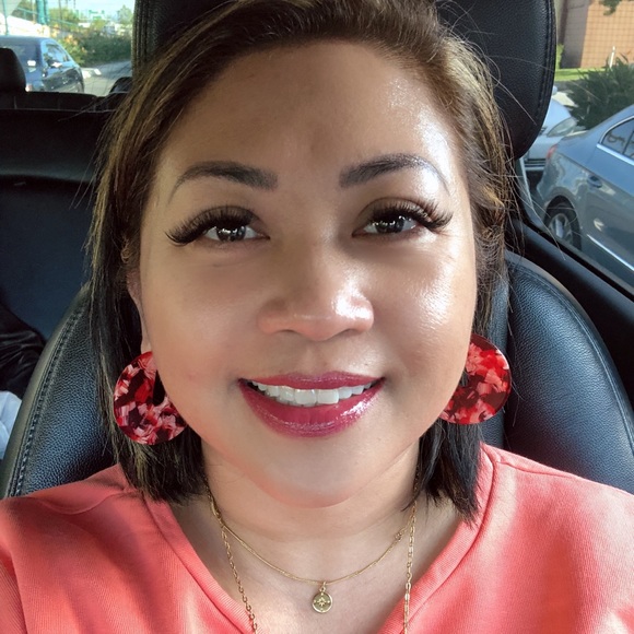 Red Acrylic Circle Hoops (Bloggers Favorite) - Picture 2 of 7